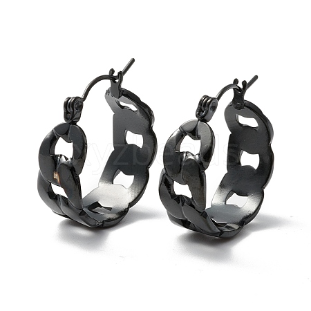 304 Stainless Steel Cuban Link Chunky Hoop Earrings for Women EJEW-P197-07EB-1