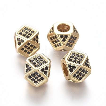 Brass Micro Pave Cubic Zirconia Beads ZIRC-L088-01A-G-1