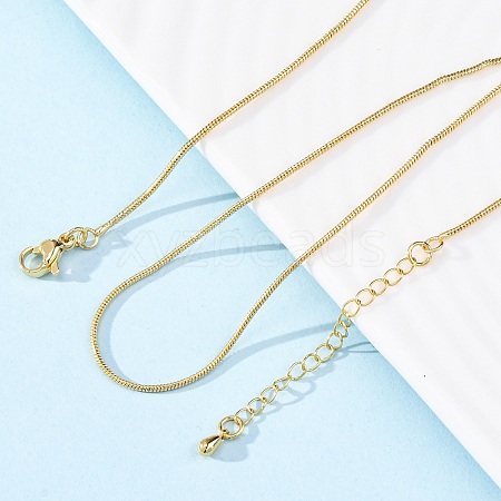 Brass Round Snake Chain Necklaces for Women NJEW-D302-15G-1