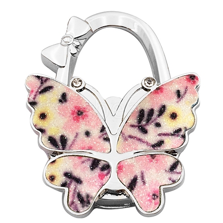 Glitter Butterfly Zinc Alloy Crystal Rhinestone Bag Hanger BAGH-F001-A20-1