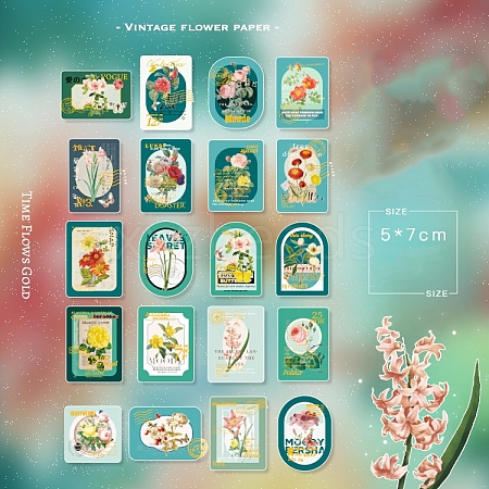 40 Sheets Sticker Pack Time Flies Series Vintage Floral Sticker PW-WG3540F-02-1