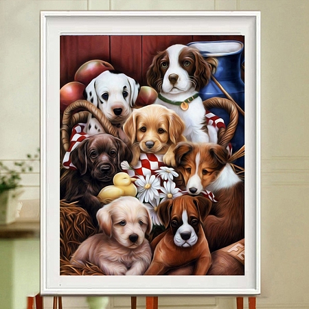 DIY Rectangle Dog Theme Diamond Painting Kits DIAM-PW0004-016-1