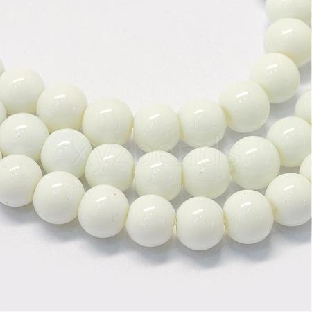 Baking Paint Glass Round Bead Strands DGLA-Q020-6mm-01-1