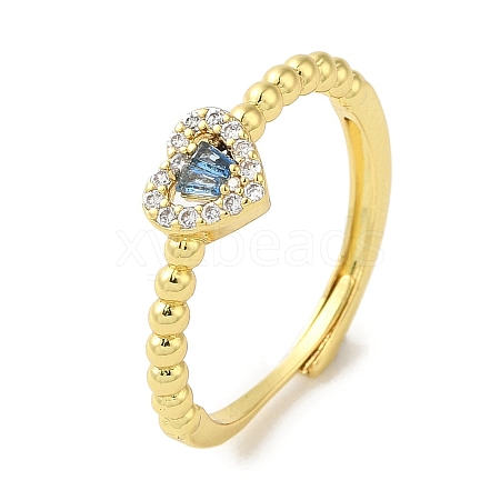 Rack Plating Brass Micro Pave Cubic Zirconia Adjustable Rings RJEW-H228-02G-01-1