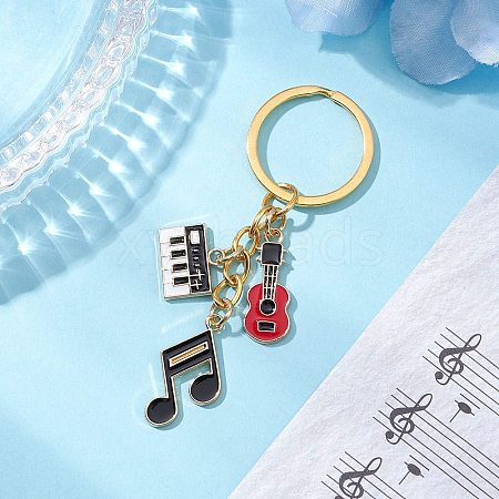 Music Theme Alloy Enamel Pendant Keychain KEYC-JKC01124-1