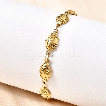 304 Stainless Steel Ladybug Link Bracelets for Women BJEW-K226-15B-G-1