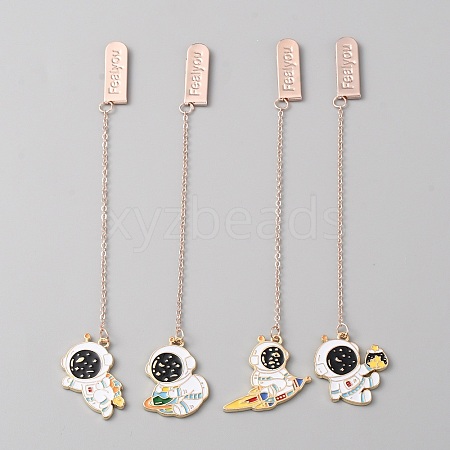 Space Theme Alloy Enamel Astronaut Pendant Bookmarks AJEW-WH0314-111-1