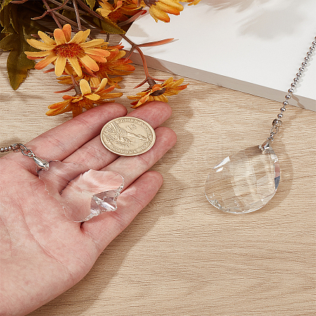 2Pcs Glass Charms Ceiling Fan Pull Chain Extenders HJEW-LP00054-1