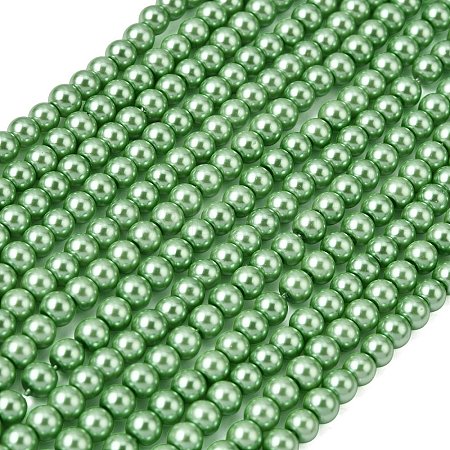 Eco-Friendly Dyed Glass Pearl Round Beads Strands HY-A002-4mm-RB008N-1