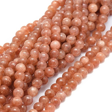 Natural Sunstone Beads Strands G-F674-09-6mm-1