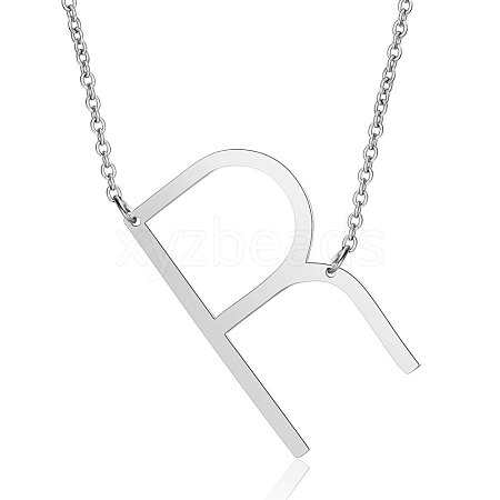 Non-Tarnish 201 Stainless Steel Initial Pendants Necklaces NJEW-S069-JN003D-R-1