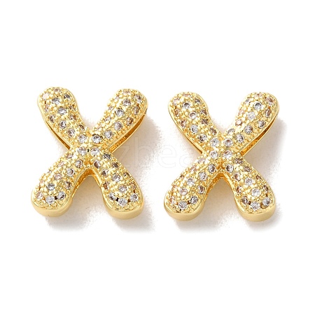 Rack Plating Brass Micro Pave Cubic Zirconia Slide Charms KK-C084-34G-X-1