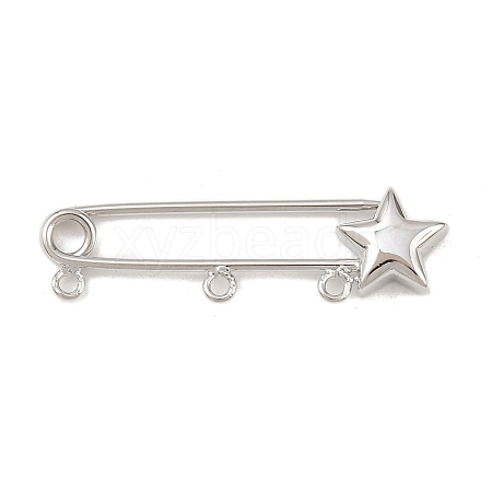 Star Brass Brooch Findings KK-Z132-01P-02-1