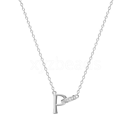 304 Stainless Steel Crystal Rhinestone Initial Pendant Necklaces FS-WGCEFCC-16-1