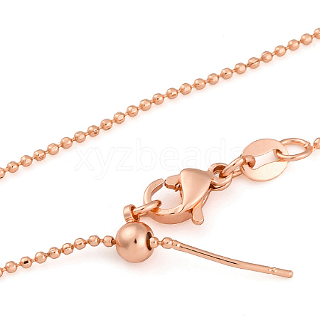 1mm Rack Plating Brass Ball Chain Adjustable Slider Necklaces for Women Men MAK-L044-52RG-1