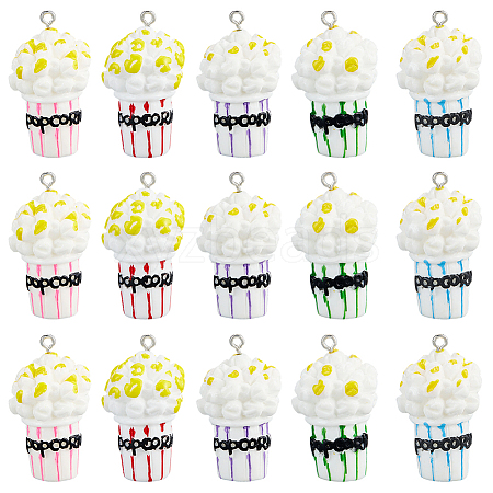 30Pcs Popcorn Resin Pendants RESI-SC0006-80-1