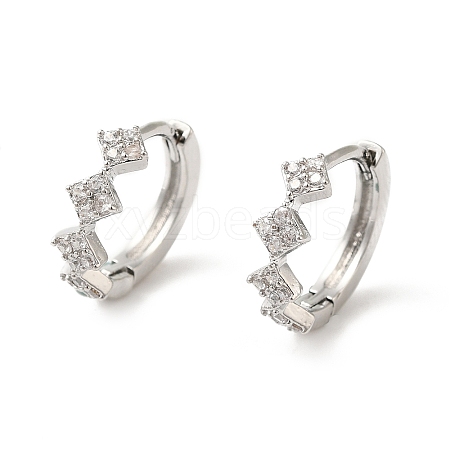 Rhombus Cubic Zirconia Hoop Earrings EJEW-P292-05P-1