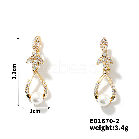 Summer Chic Imitation Pearl Fashion European American Style Dangle Earrings CK5896-2-1