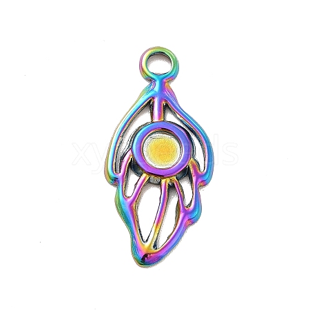 Ion Plating(IP) 304 Stainless Steel Pendant Cabochon Settings STAS-F282-13P-1