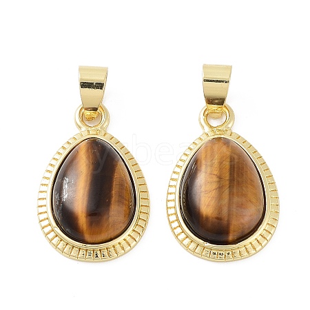 Natural Tiger Eye Pendants G-M405-05G-04-1