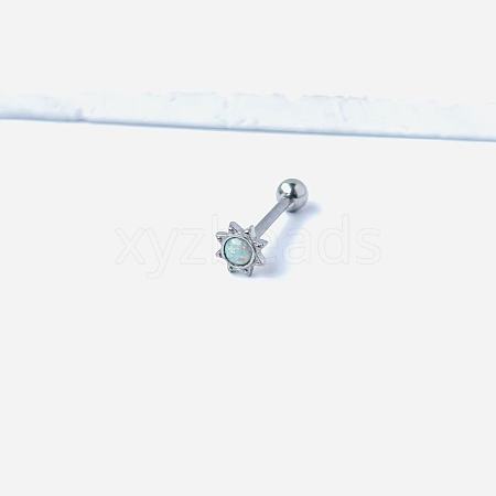 Sun 316L Surgical Stainless Steel with Synthetic Opal Tongue Rings FS-WGFD6E3-03-1