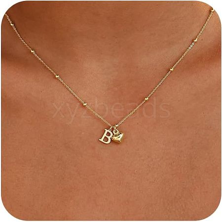 Brass Initial and Heart Pendant Necklaces for Women FS-WG01F32-02-1