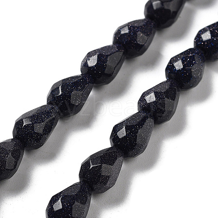 Synthetic Blue Goldstone Beads Strands G-P520-B24-01-1