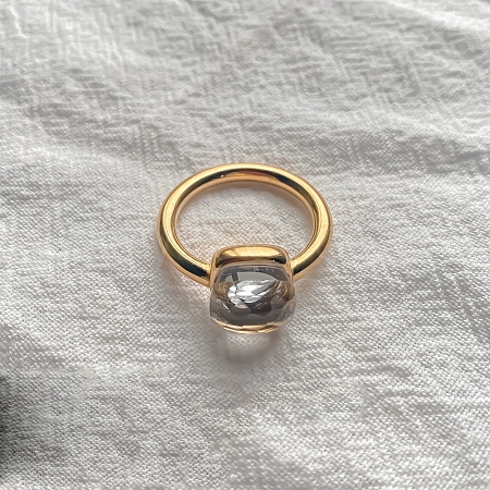 Square 304 Stainless Steel with Glass Finger Rings FS-WG8AAFA-14-1