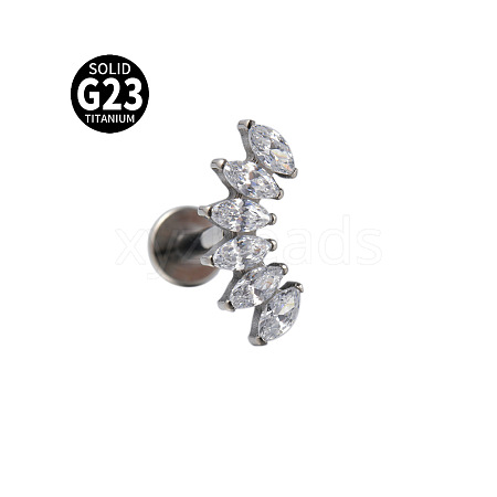 G23 Titanium with Clear Cubic Zirconia Threadless Labrets WG8E19F-07-1