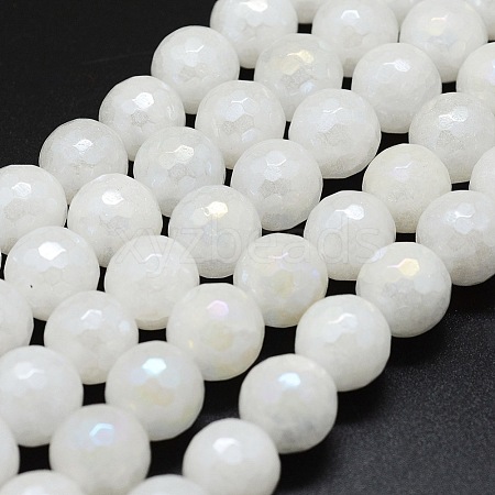 Electroplated Natural White Jade Beads Strands G-G749-05B-10mm-1