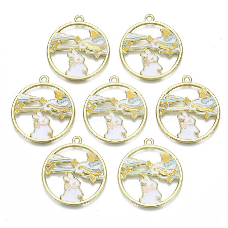 Eco-Friendly Alloy Enamel Pendants X-PALLOY-N162-002-RS-1