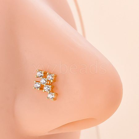 316L Surgical Stainless Steel Micro Pave Clear Cubic Zirconia L-Shaped Nose Rings WG5ADDF-10-1