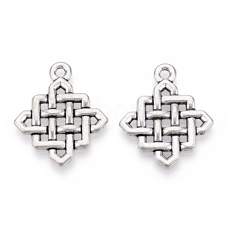 Tibetan Style Alloy Chinese Knot Pendants TIBEP-872-AS-RS-1