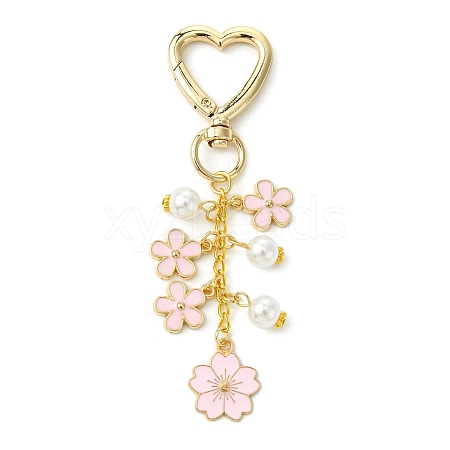 Flower Alloy Enamel with ABS Plastic Pearl Keychain KEYC-JKC01098-1