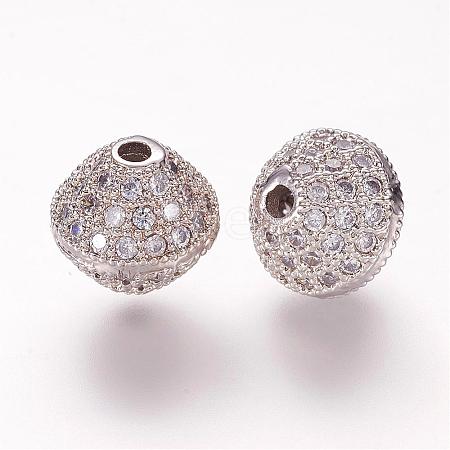 Brass Micro Pave Cubic Zirconia Beads ZIRC-G097-06P-1