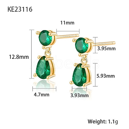 Cubic Zirconia Teardrop Dangle Stud Earrings SC9593-01-1