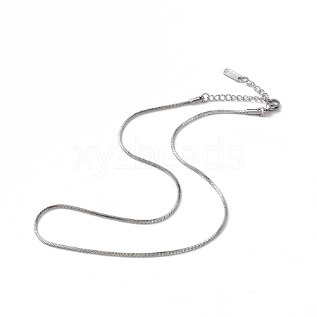 Non-Tarnish 304 Stainless Steel Round Snake Chain Necklace for Men Women NJEW-K245-012C-1