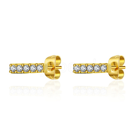 Round Stainless Steel Micro Pave Cubic Zirconia Stud Earrings for Women MR1320-5-1