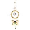 Alloy Enamel Flower & Glass Beads Ring Pendant Decorations HJEW-TA00256-1