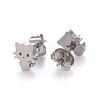 304 Stainless Steel Kitten Stud Earrings EJEW-F227-08P-2