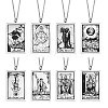 8Pcs 8 Style 201 Stainless Steel Tarot Card Pendant Necklace with 304 Stainless Steel Chains NJEW-AB00023-1