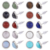 ANATTASOUL 10 Pairs 10 Style Natural & Synthetic Mixed Gemstone Flat Round Stud Earrings EJEW-AN0003-50-1