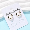 Brass Enamel Stud Earrings for Women LS-EJEW-U049-02A-G-1