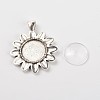 Sun Flower Alloy Pendant Cabochon Settings and Half Round/Dome Clear Glass Cabochons DIY-X0222-AS-3