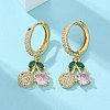 Brass Micro Pave Cubic Zirconia Hoop Earrings EJEW-R016-15G-1