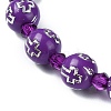 5Pcs Acrylic Round with Cross Pattern Beaded Stretch Bracelets for Women BJEW-JB11344-4