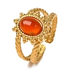 Oval Natural Carnelian Finger Rings RJEW-Q822-23G-01-1