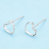 925 Sterling Silver Hollow Heart Stud Earrings STER-T005-07-2