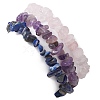 3Pcs 3 Styles Natural Rose Quartz & Amethyst & Lapis Lazuli Chips Stretch Bracelets Sets BJEW-JB11076-09-5