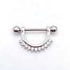 304 Stainless Steel Clear Cubic Zirconia Flat Round Nipple Rings WG994A5-11-1